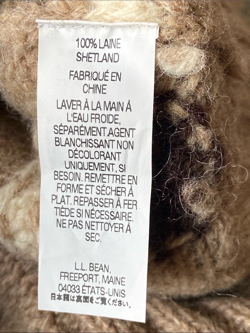 L.L.Bean 100% Shetland lambs wool quarter-zip Mens sweater Outdoors Size Large - Picture 7 of 9